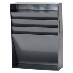 Retro Vertical File Holder/ Magazine Rack Refinished in Metallic Grey