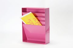 Vintage Vertical File Holder/ Magazine Rack Refinished in Pink