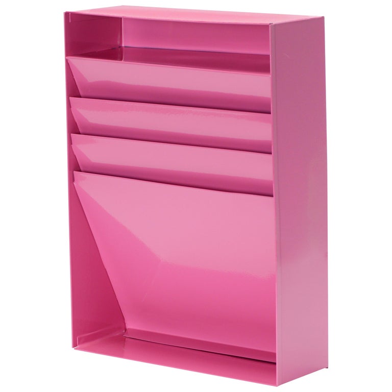 Vintage Vertical File Holder/ Magazine Rack Refinished in Pink For Sale ...
