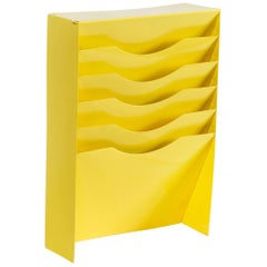 Vintage Vertical File Holder / Magazine Rack Refinished in Yellow