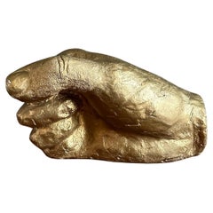 Vintage very big hand plaster gold coloured