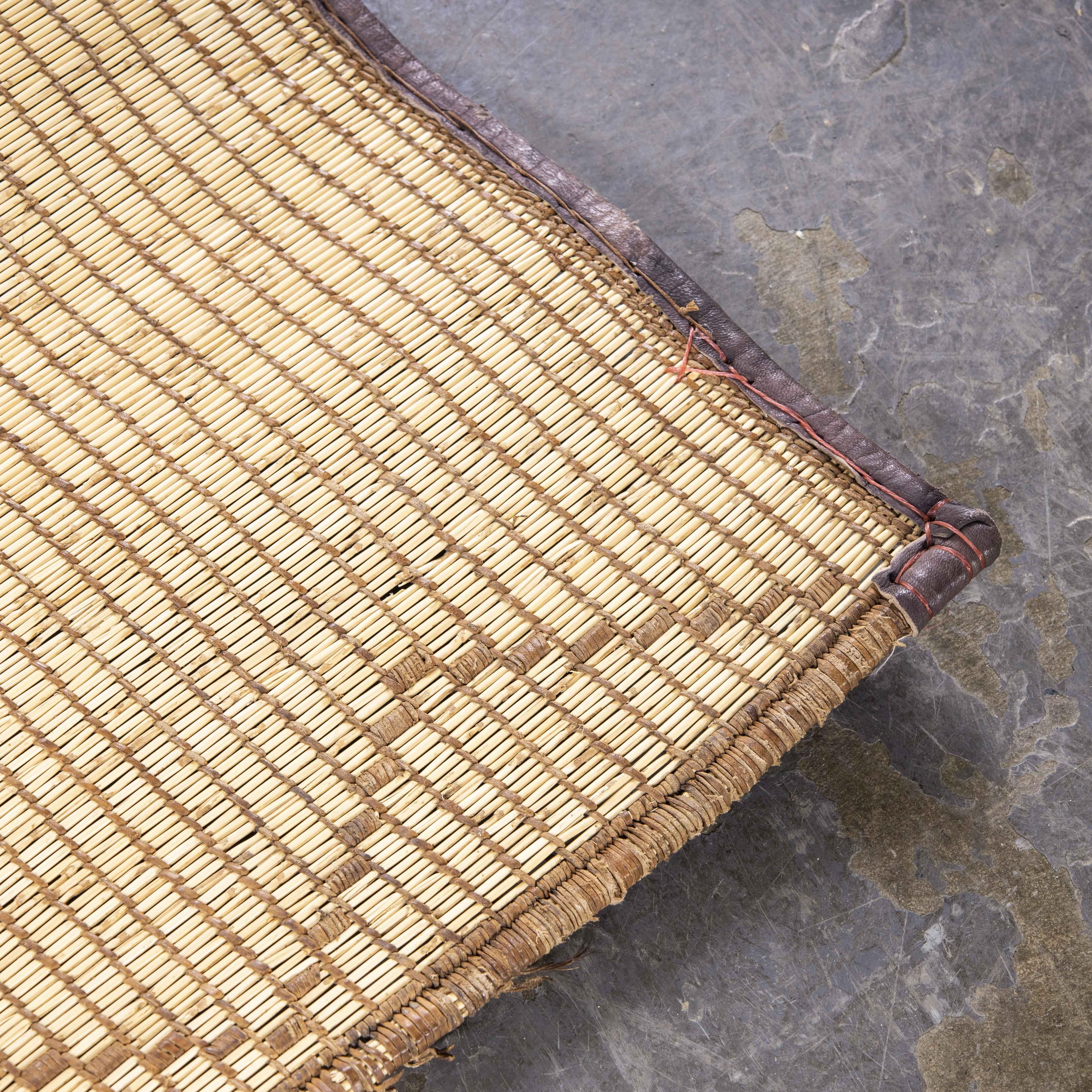 Vintage very large light tuareg floor mat – five meter.
Vintage very large light tuareg floor mat – five meter. Tuareg rugs or flat weave mats are rare and very special, intricately made from fine grass reed and bound with goatskin or camel