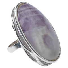 Retro Very large Silver and Amethyst Ring made Year 1974