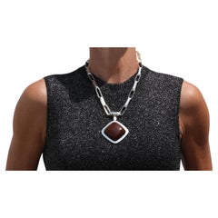 Vintage very large Silver and Red Agate Necklace by Karl-Ingemar Johansson 1972