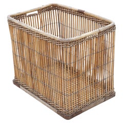 Très grande bûche de canne ou panier de rangement vintage