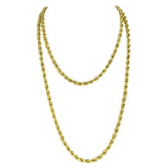 Vintage Very Long 5mm Twisted Rope Chain 18k Gold 40 Inches Long