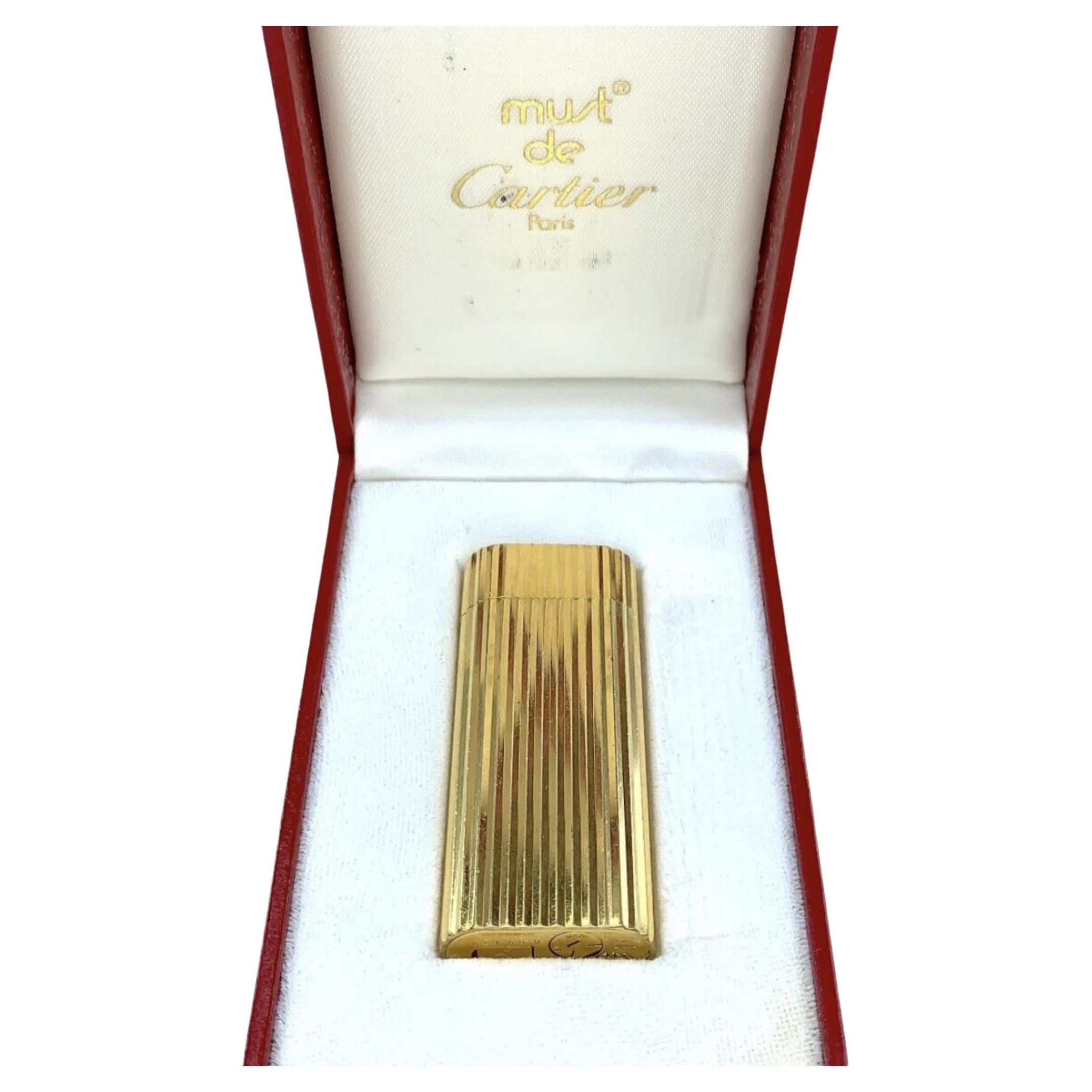 Vintage Very Rare 18k Gold Plated Cartier “Gordon” Oval Lighter