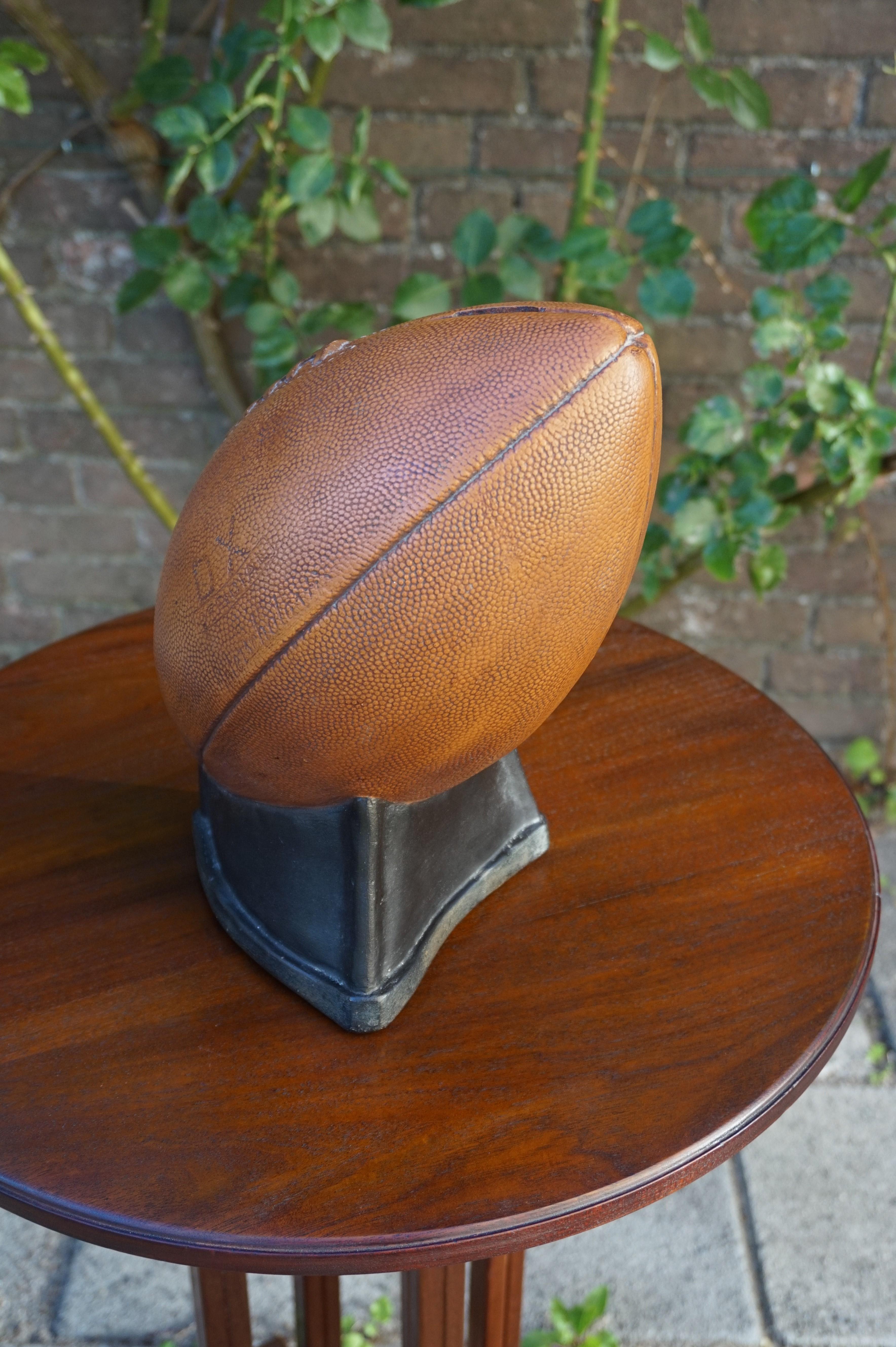 Vintage & Very Realistic Football Money Box Moneybox of Hand-Painted Plaster 2