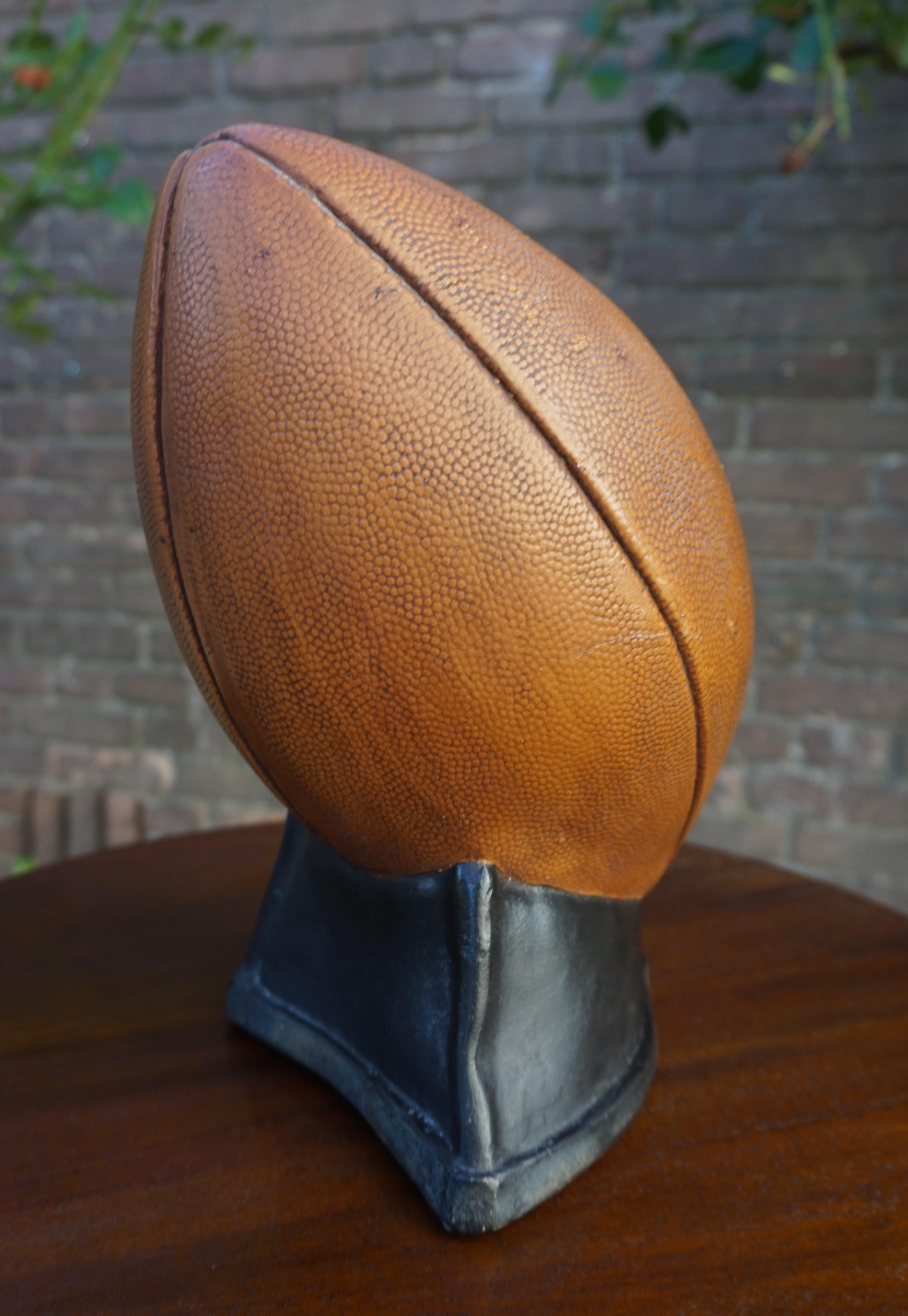 Vintage & Very Realistic Football Money Box Moneybox of Hand-Painted Plaster 3