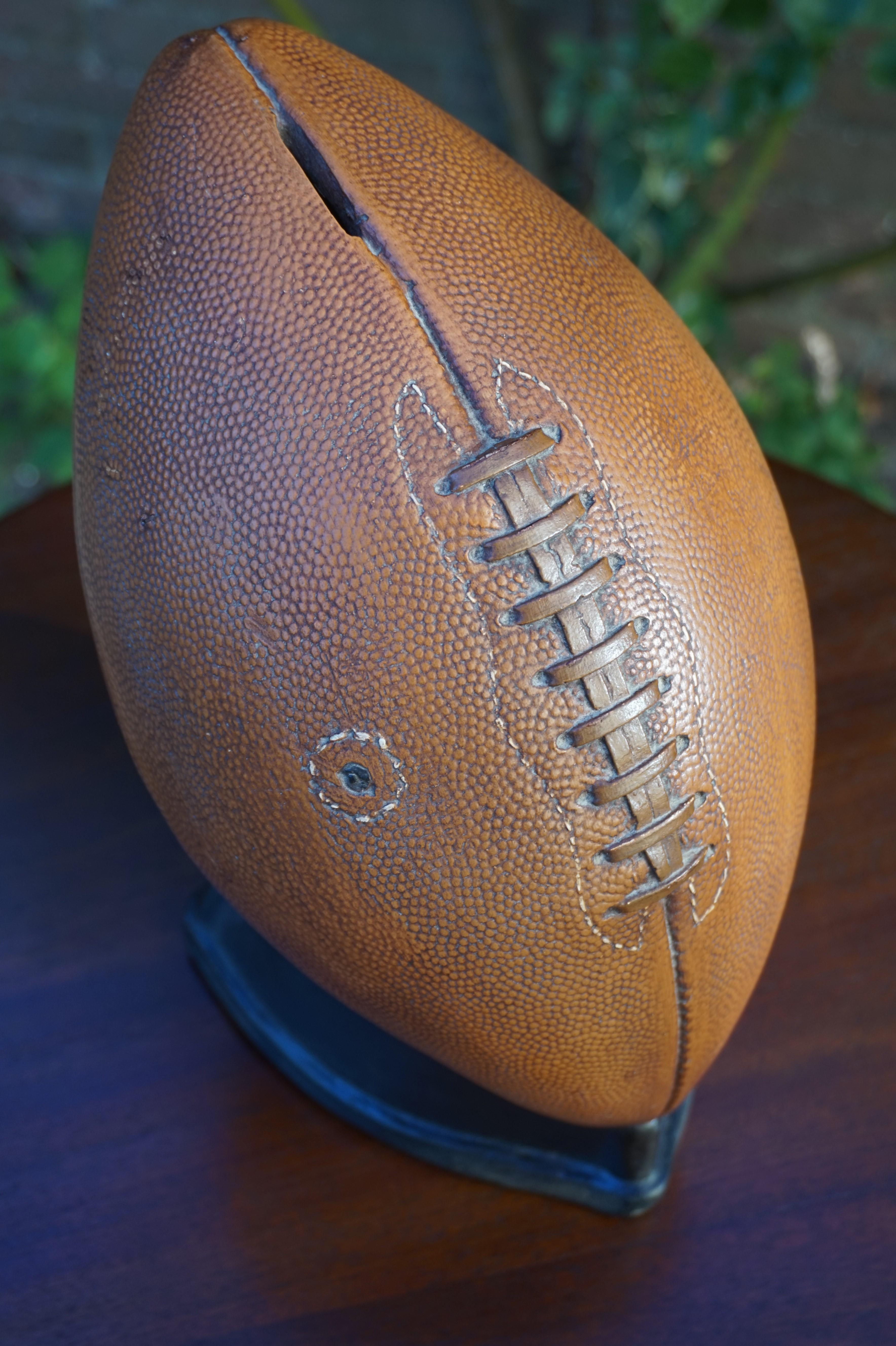 American Vintage & Very Realistic Football Money Box Moneybox of Hand-Painted Plaster