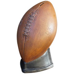Vintage & Very Realistic Football Money Box Moneybox of Hand-Painted Plaster