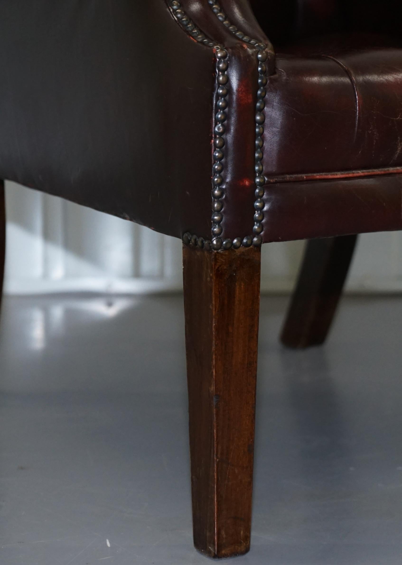 Vintage Very Stylish High Back Chesterfield Oxblood Leather Wingback Armchair 2
