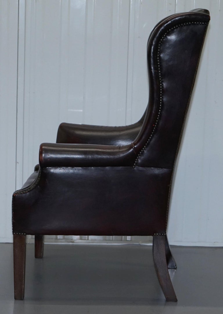 Vintage Very Stylish High Back Chesterfield Oxblood Leather Wingback