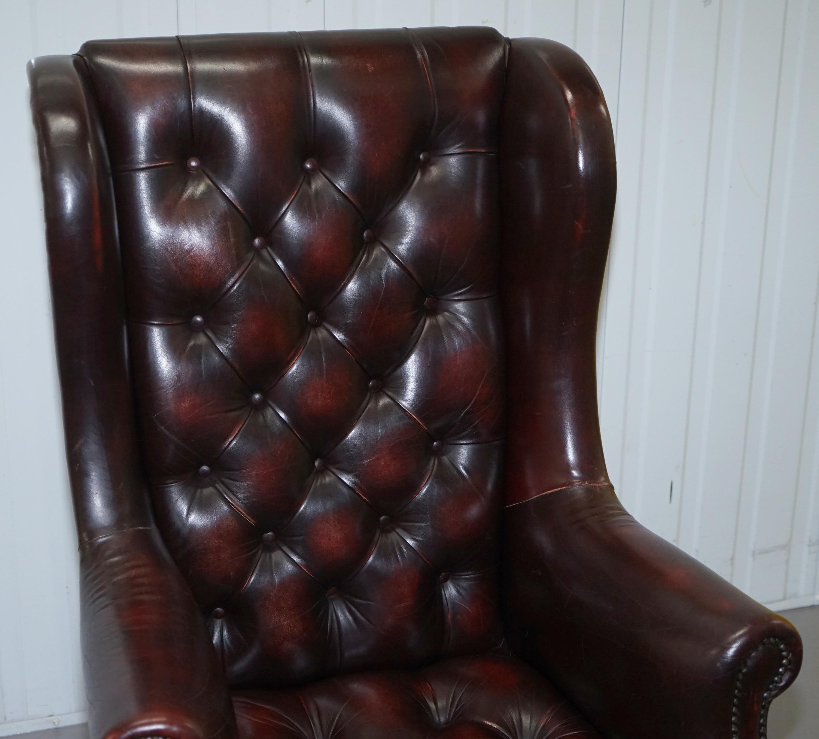 high back leather armchair