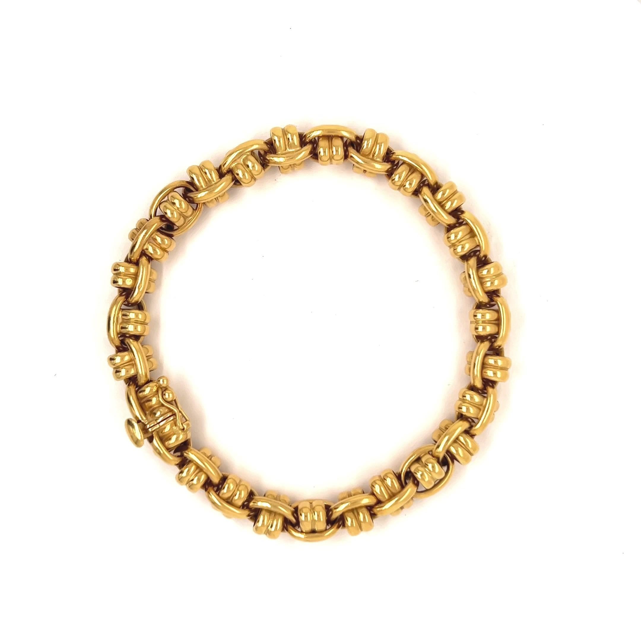 Women's or Men's Vintage Vesco Italian 18 Karat Yellow Gold Bracelet
