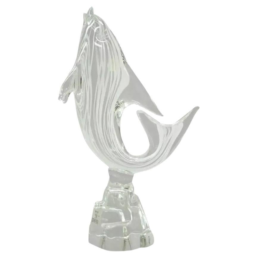 Vintage Vetri Murano Crystal Glass 9" Italian Dolphin Fish Figure Sculpture