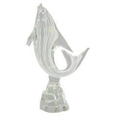 Vintage Vetri Murano Crystal Glass 9" Italian Dolphin Fish Figure Sculpture