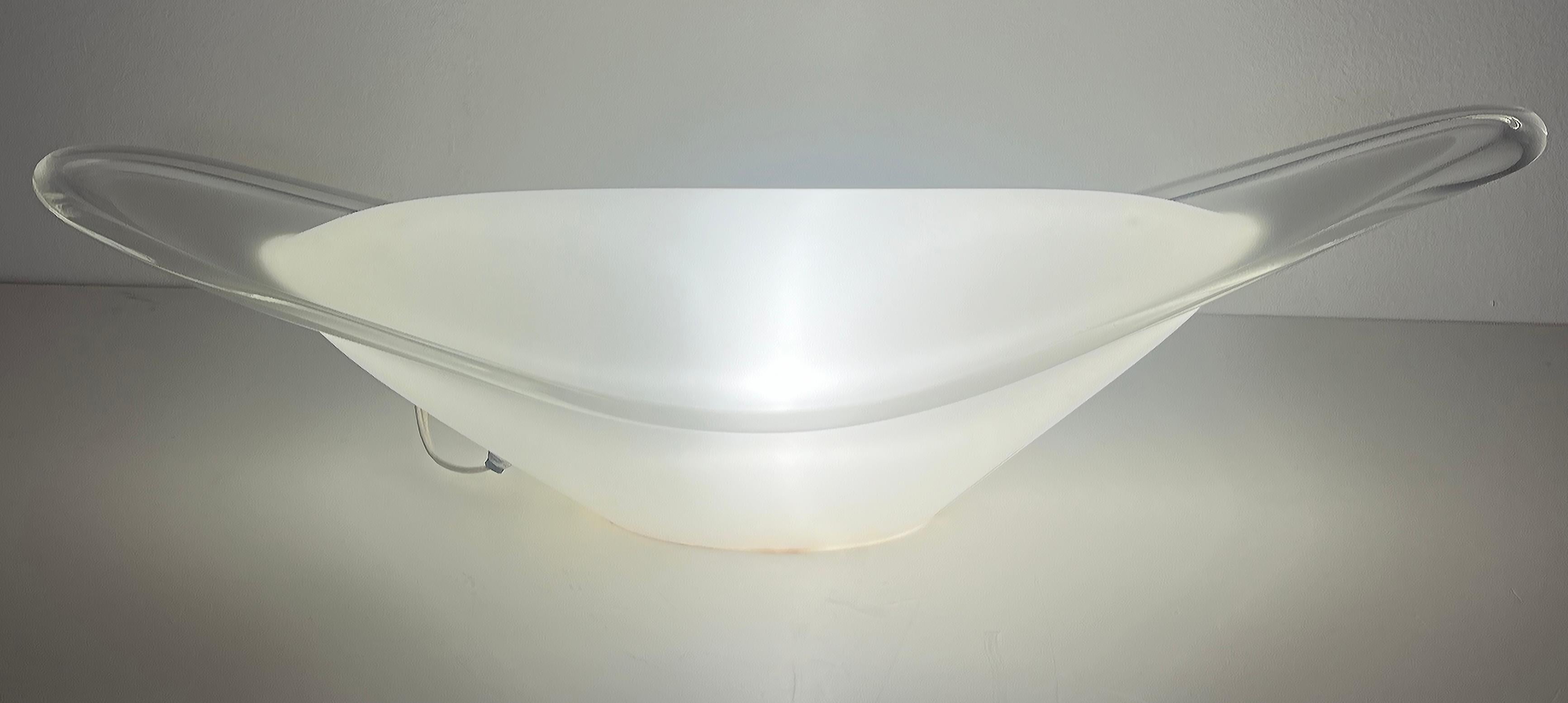 Italian Vintage Vetri Murano Elongated Blown Art Glass Table Lamp, Signed For Sale