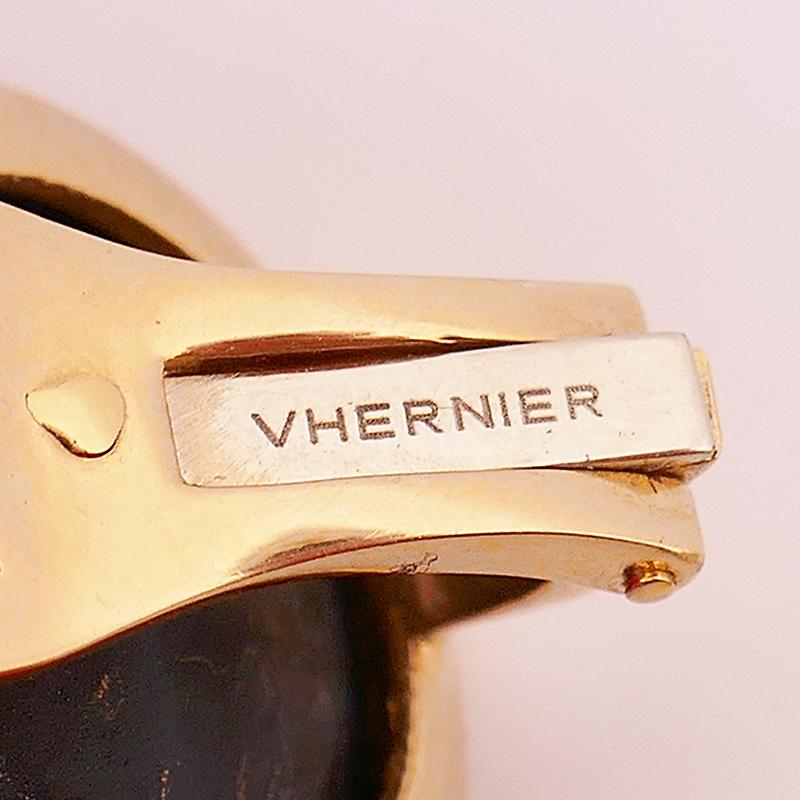 Vintage Vhernier Earrings 18k Gold Diamond Black Onyx Astrological Estate 1