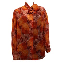Vintage Vibrant Colour Pussy Bow Blouse
