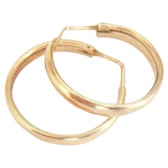 Vintage Vicenza 14K Gold Hoop Earrings, Hand Made, Italy, Mid 20th Century