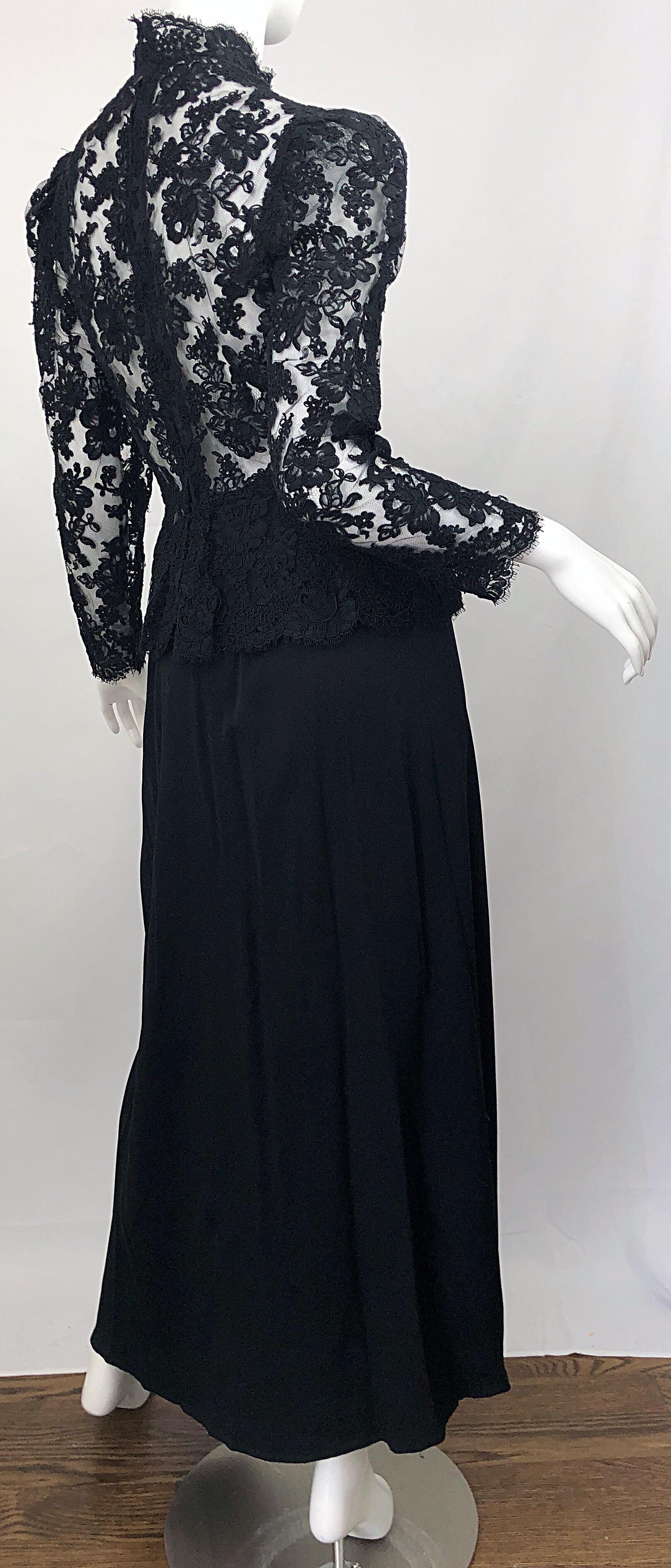 Vintage Vicky Tiel Couture 1980s Black Lace Victorian Top ...