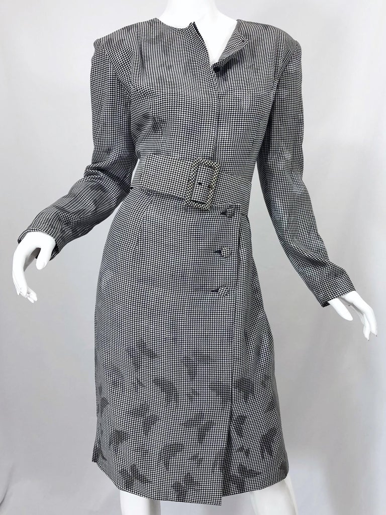 1980s Vicky Tiel Couture Sz 10 12 Black White Houndstooth Butterfly ...