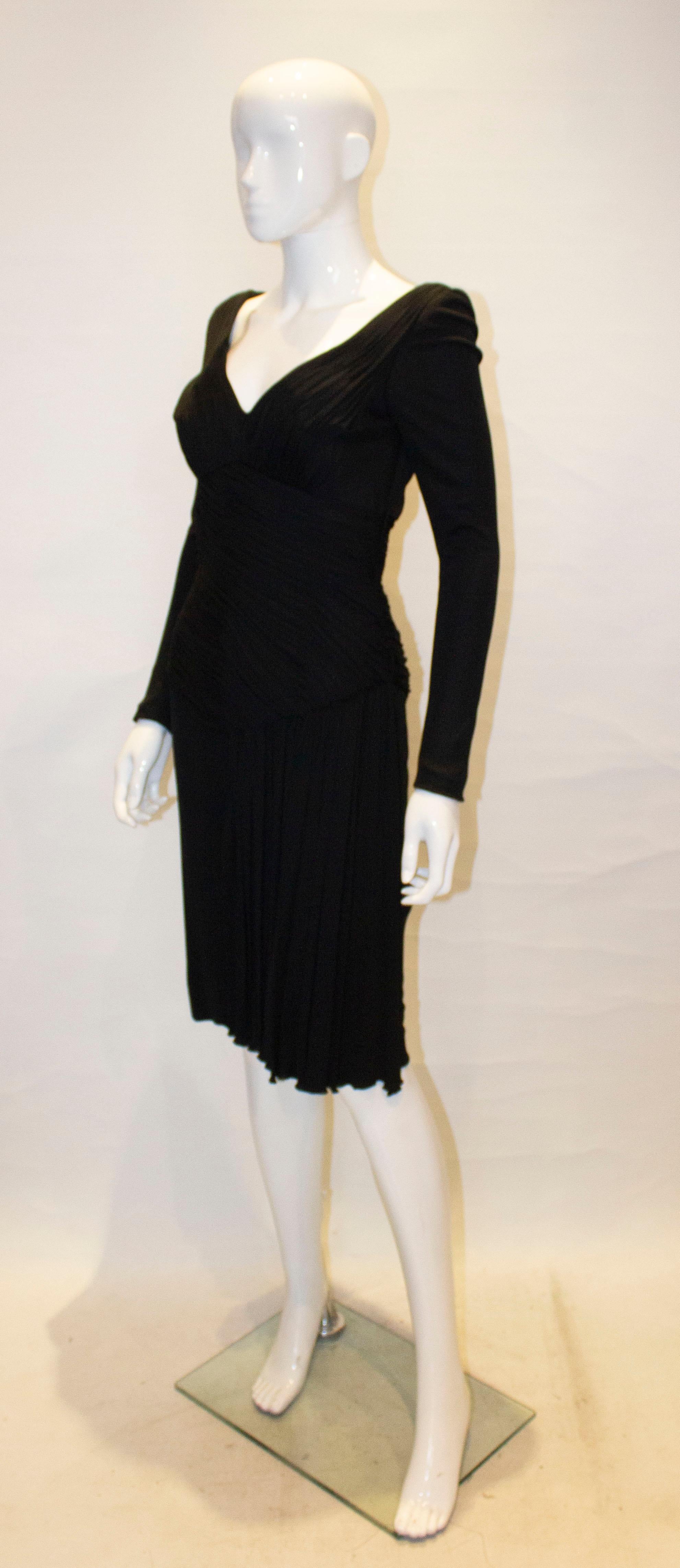Vintage Vicky Tiel Couture Black Cocktail Dress In Good Condition For Sale In London, GB