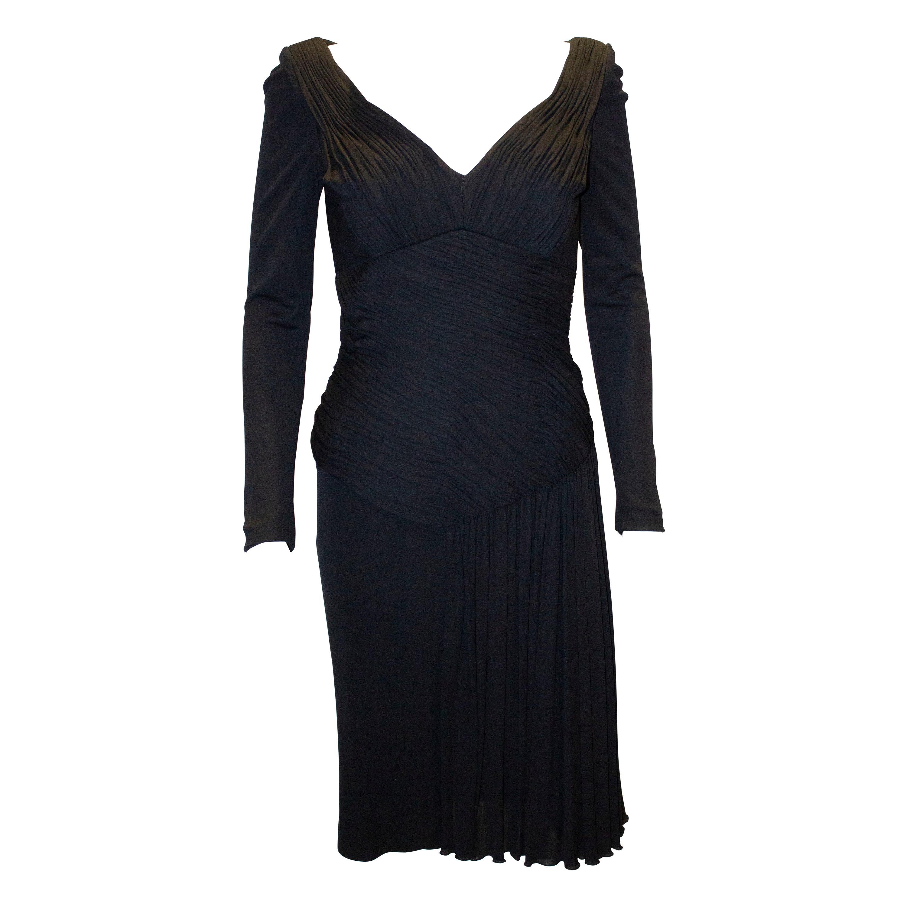 Vintage Vicky Tiel Couture Black Cocktail Dress For Sale