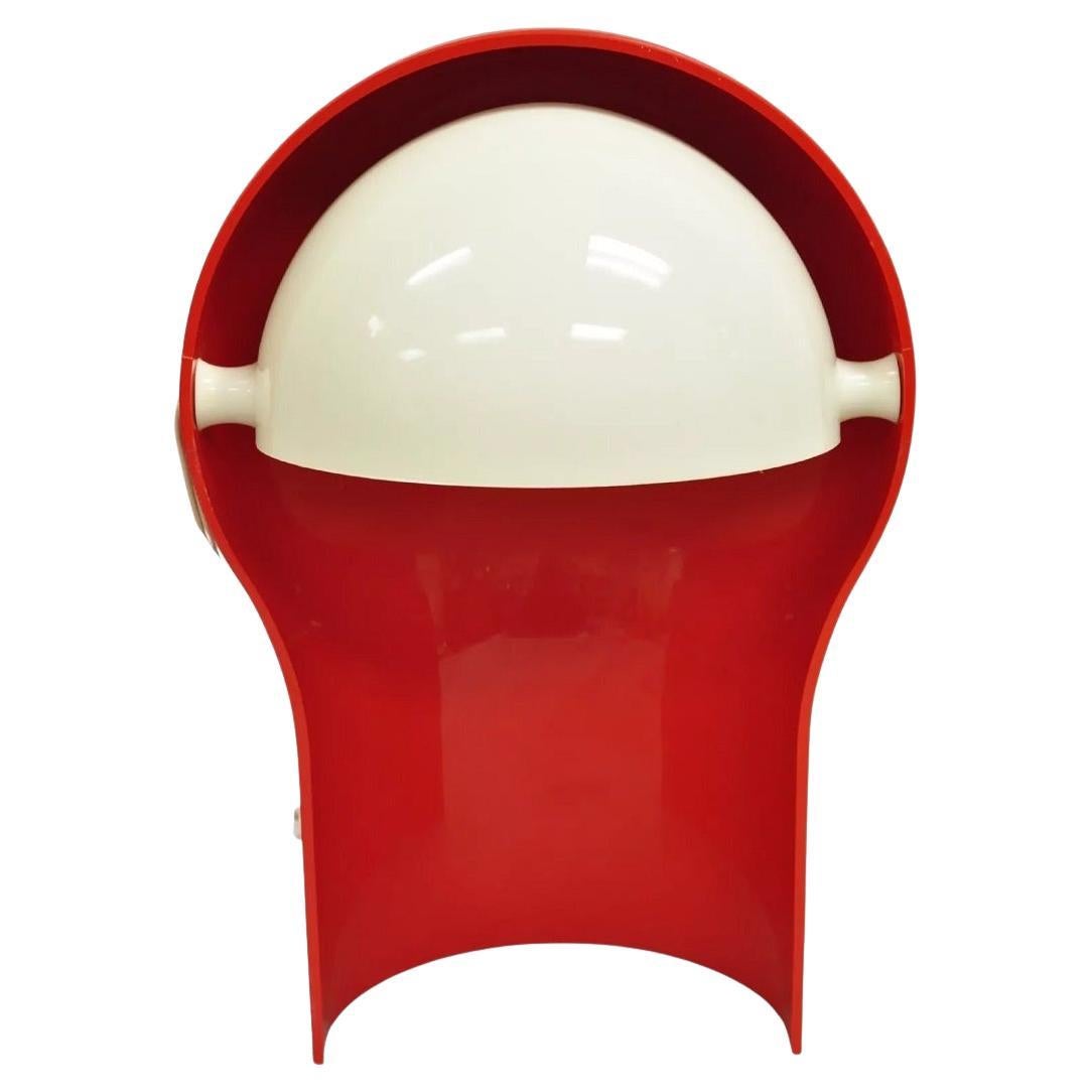 Lampada da tavolo vintage Vico Magistretti per Artemide Telegono in plastica bianca e rossa