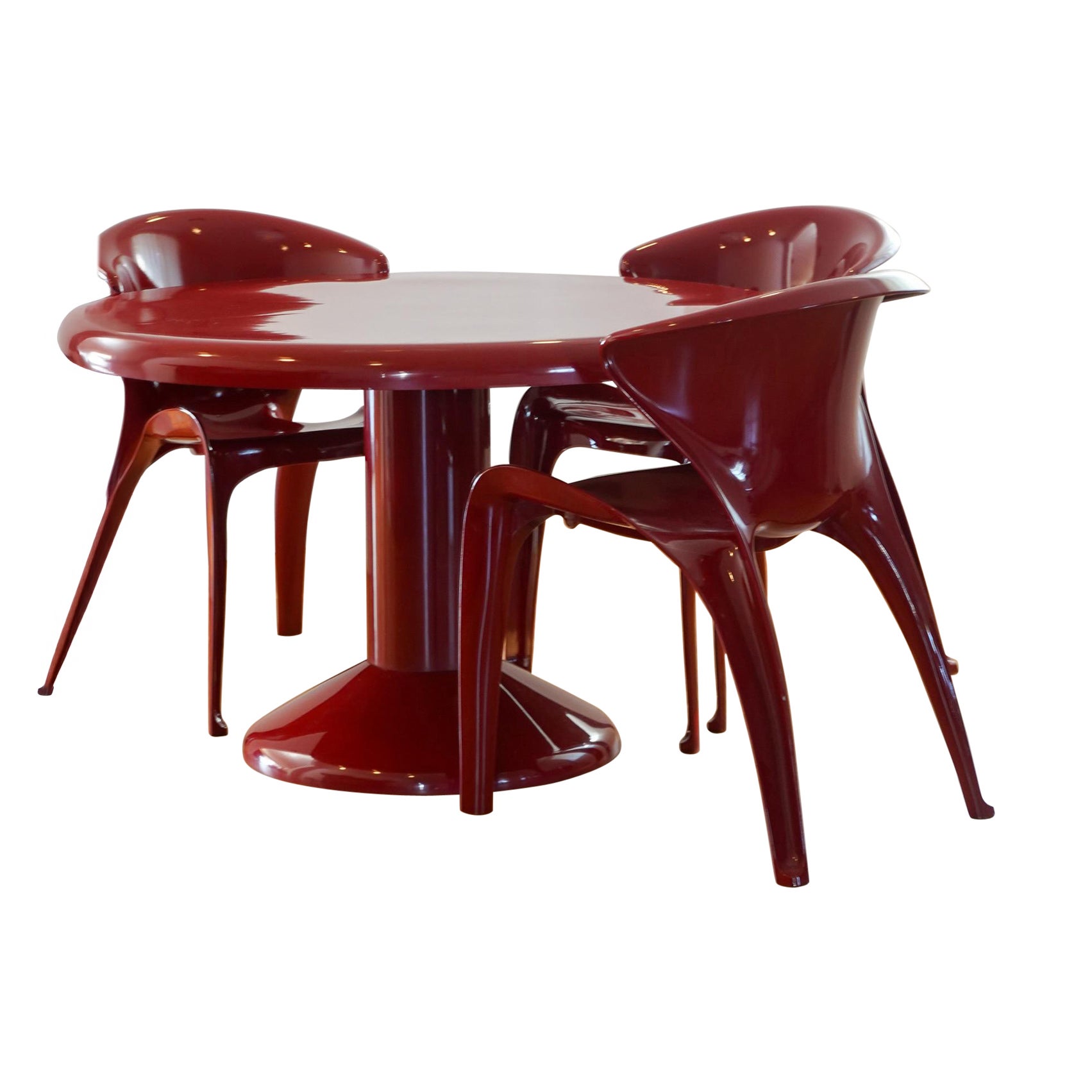 Vintage Vico Magistretti Tessera Dining Table and Calla Chairs by William Sawaya For Sale