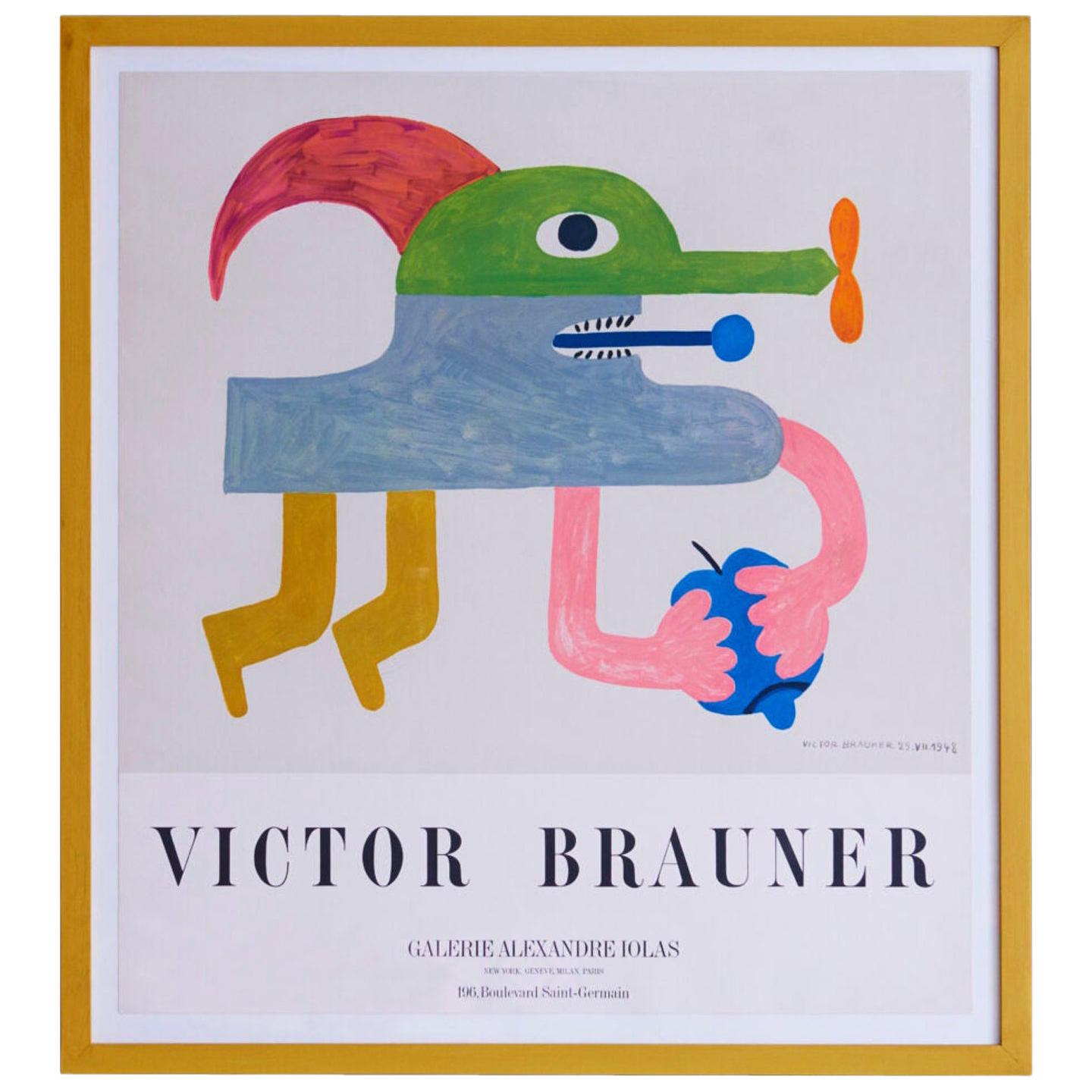 Vintage Victor Brauner Exhibition Poster At Galerie Alexandre Iolas, France 1970