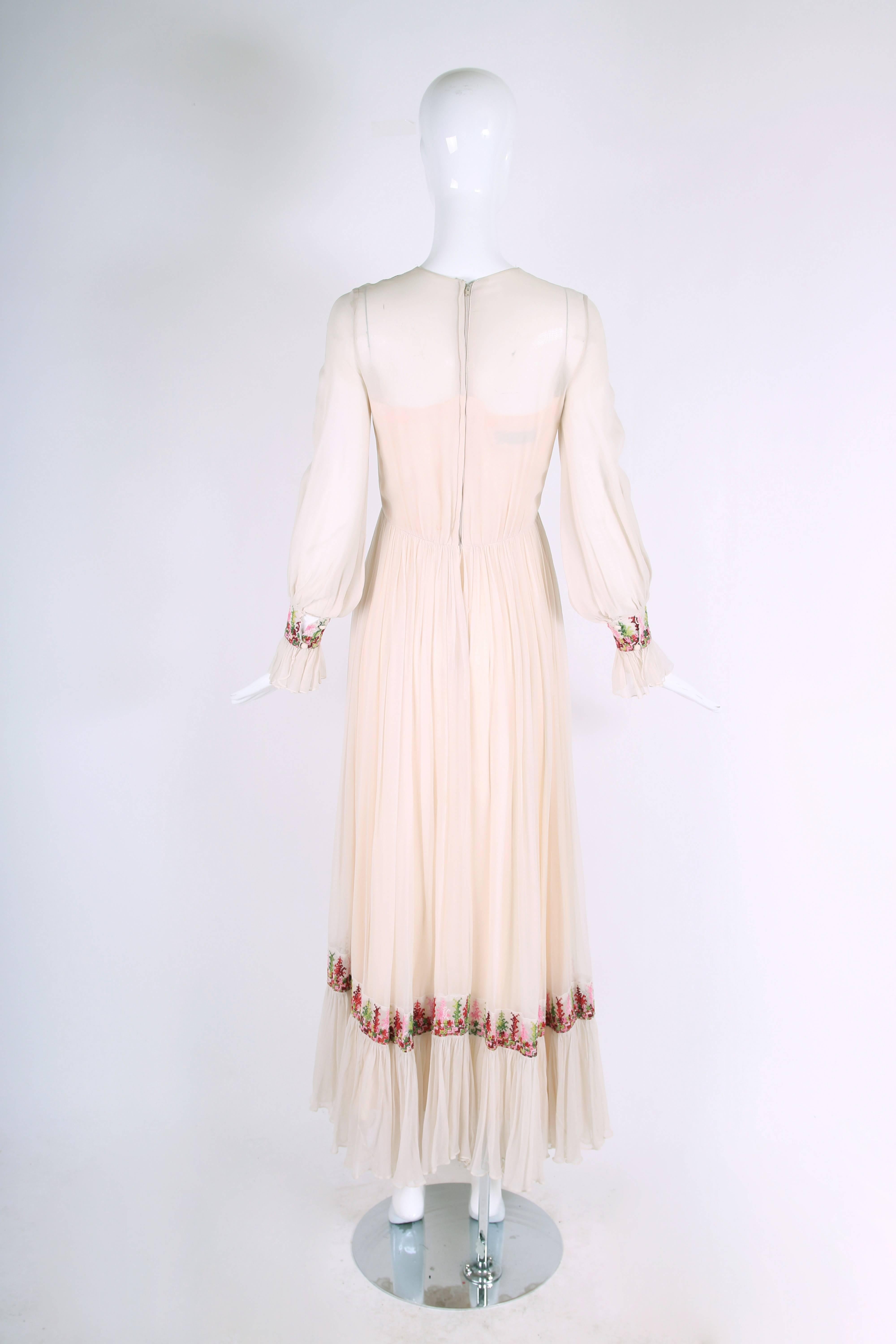 Women's Vintage Victor Costa Maxi Dress w/Embroidery