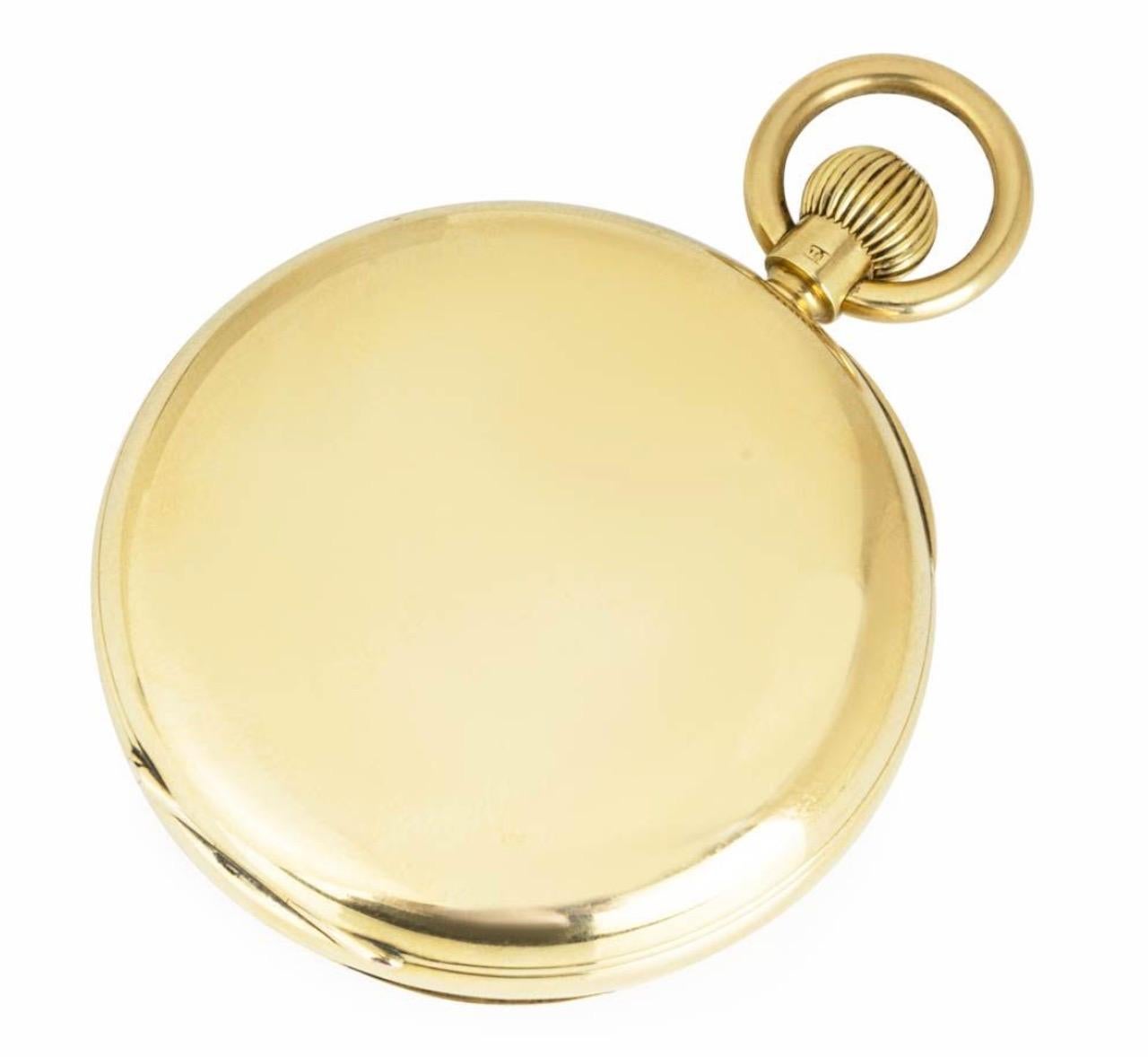 Vintage Victor Kullberg Yellow Gold Open Face Pocket Watch In Good Condition For Sale In London, GB
