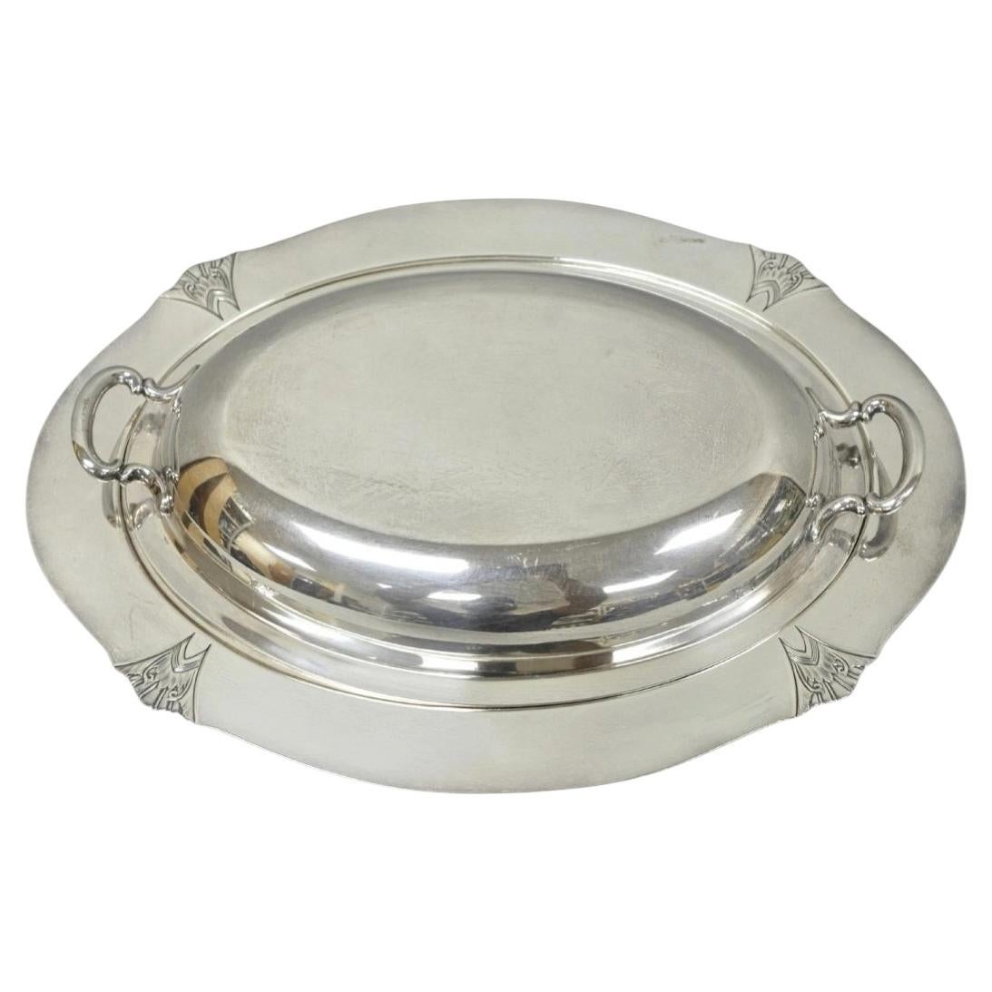 Vintage Victor SP Co Art Deco Silver Plated Covered Vegetable Serving Dish