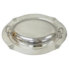 Piatto da portata per verdure con coperchio, stile Art Déco, placcato argento, vintage, della Victor SP Co