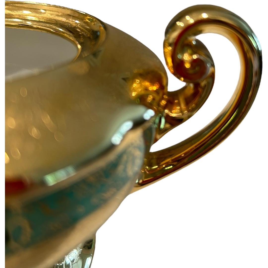 Vintage Victoria Czechoslovakia China 24k Gold Decorated Bohemian Coffee/Tea Set For Sale 10