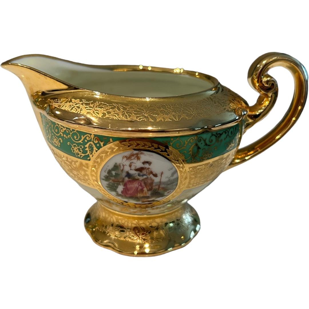 Vintage Victoria Czechoslovakia China 24k Gold Decorated Bohemian Coffee/Tea Set en vente 11