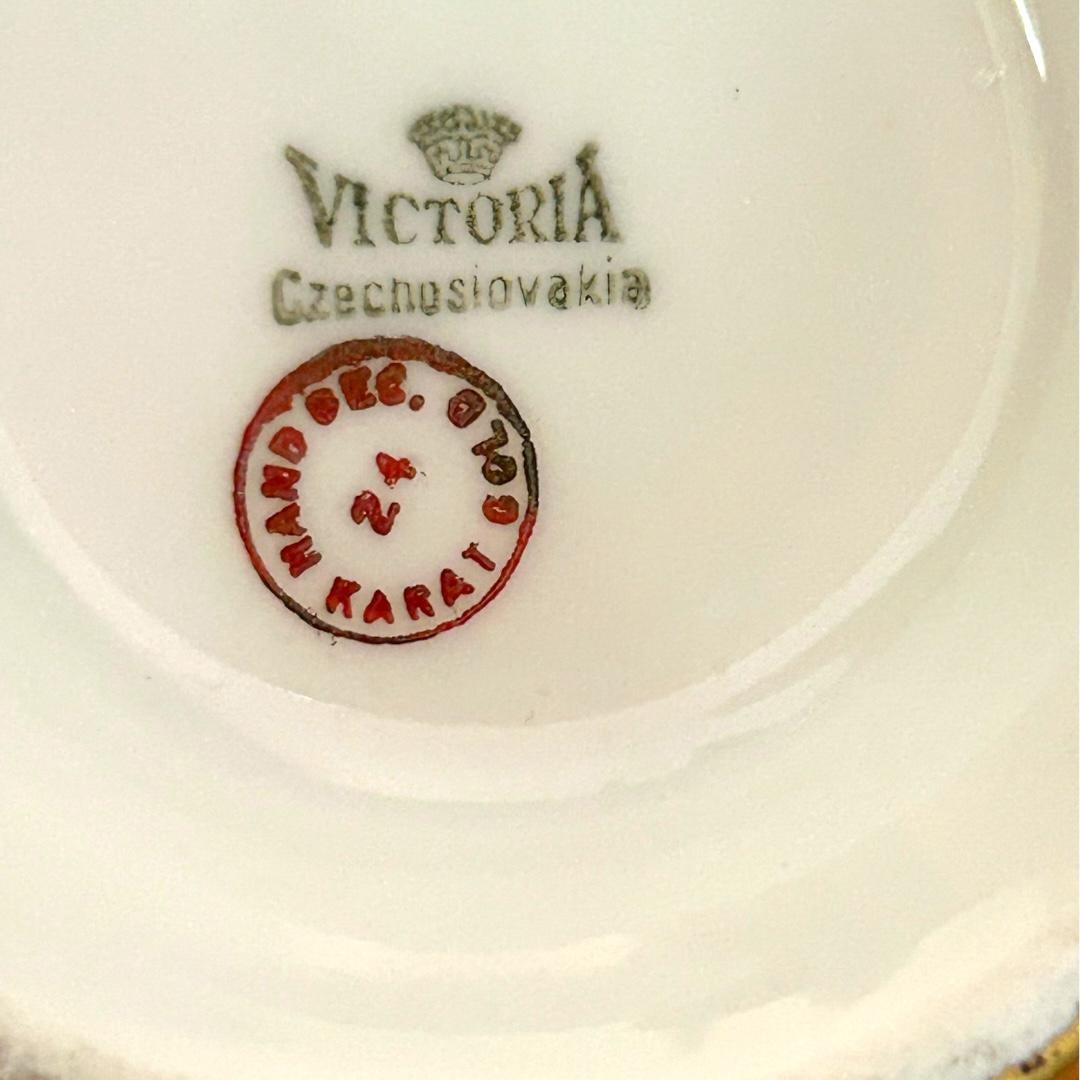 Vintage Victoria Czechoslovakia China 24k Gold Decorated Bohemian Coffee/Tea Set For Sale 14