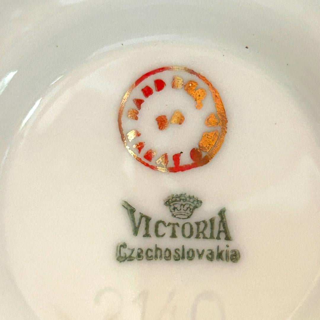 Vintage Victoria Czechoslovakia China 24k Gold Decorated Bohemian Coffee/Tea Set For Sale 15