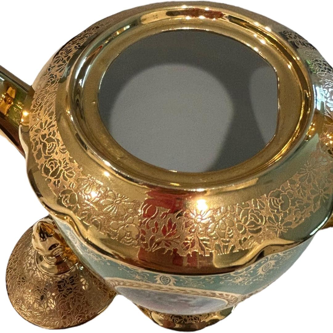 Vintage Victoria Czechoslovakia China 24k Gold Decorated Bohemian Coffee/Tea Set For Sale 2