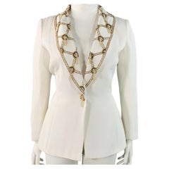 Vintage VICTORIA ROYAL Size 12 Cream Beaded Shawl Collar Blazer