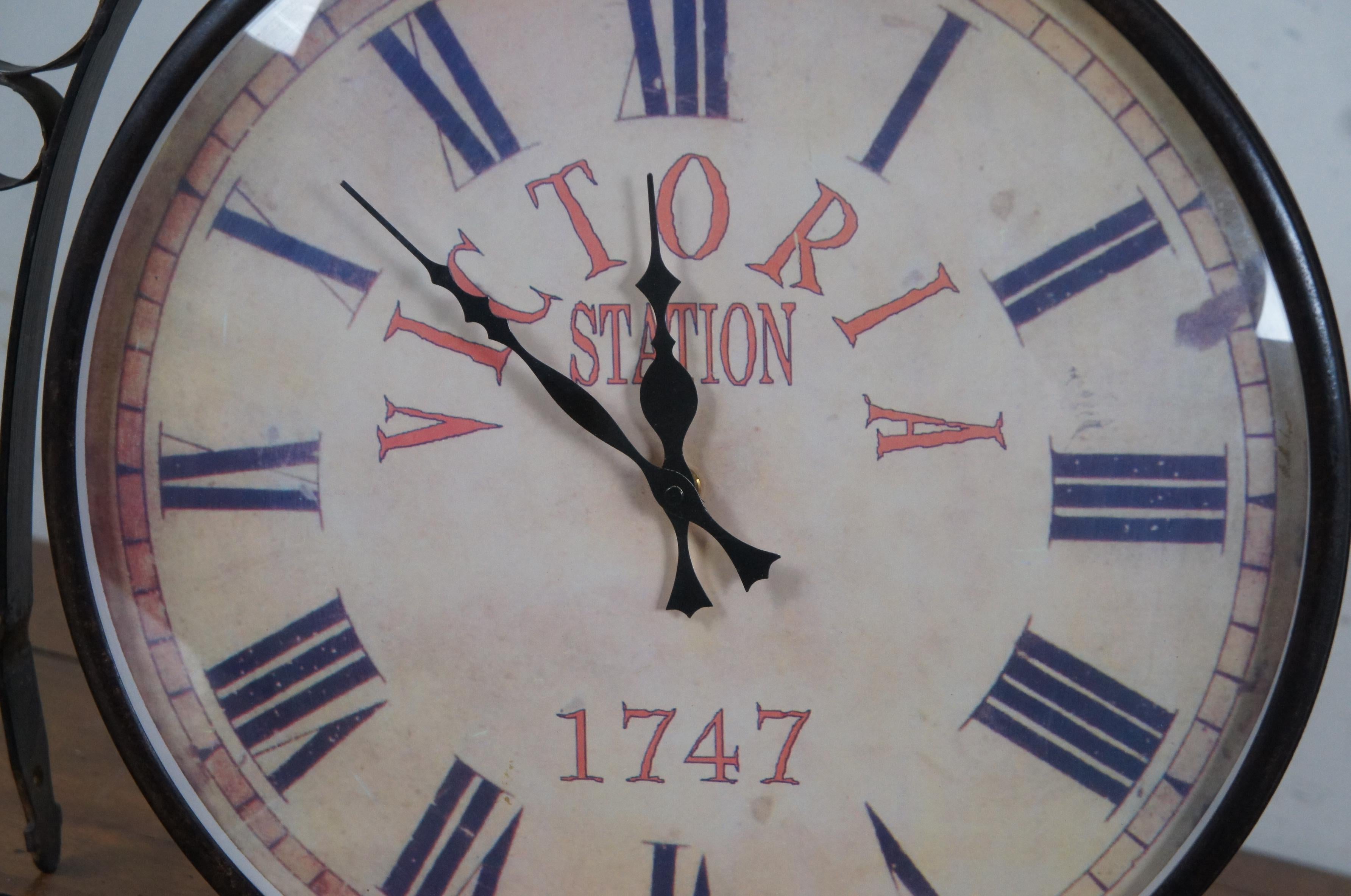20th Century Vintage Victoria Station 1747 Double Sided Brass Wall Mount Railway Clock 18