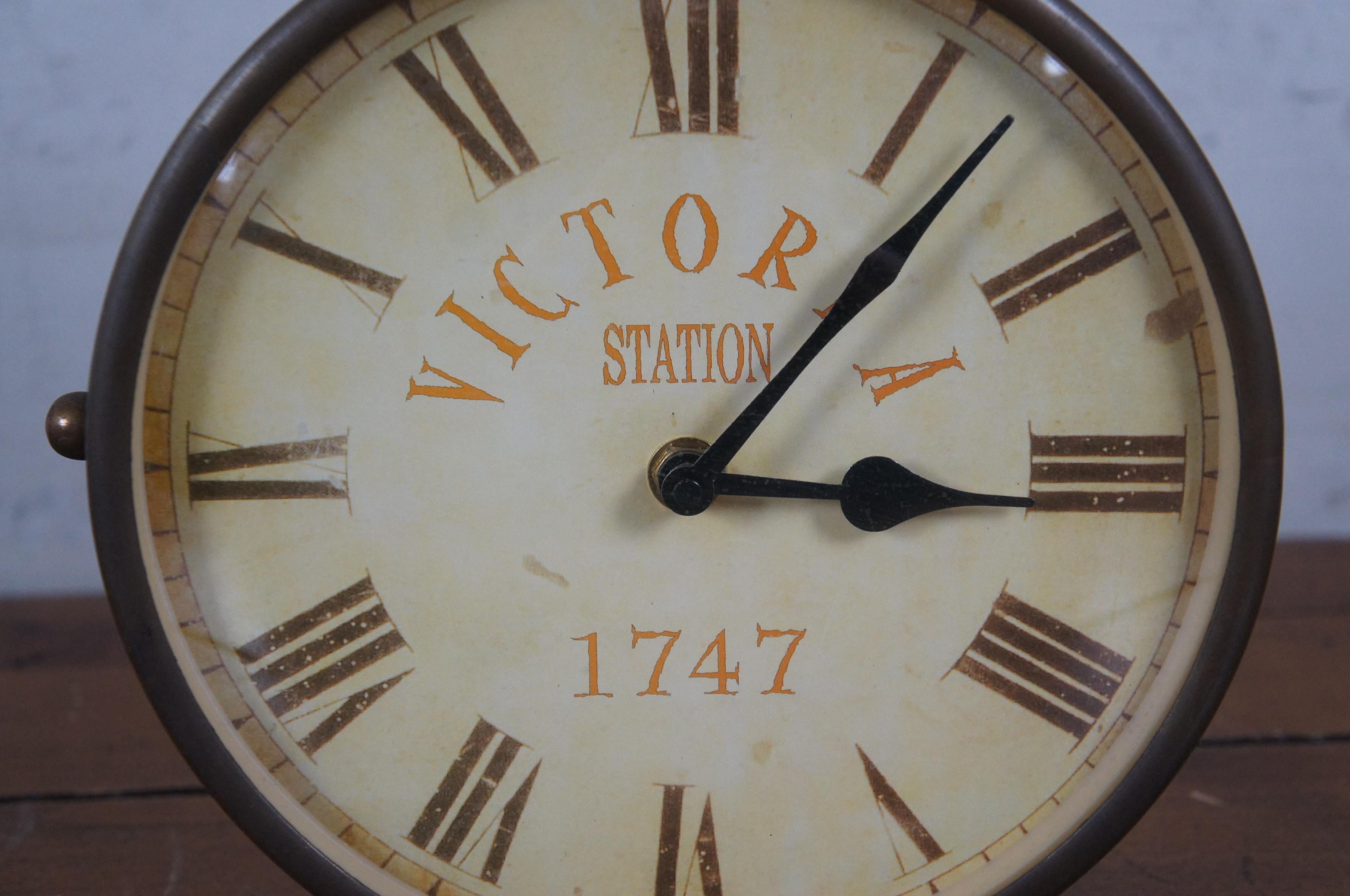 20th Century Vintage Victoria Station 1747 Double Sided Brass Wall Mount Railway Clock 8