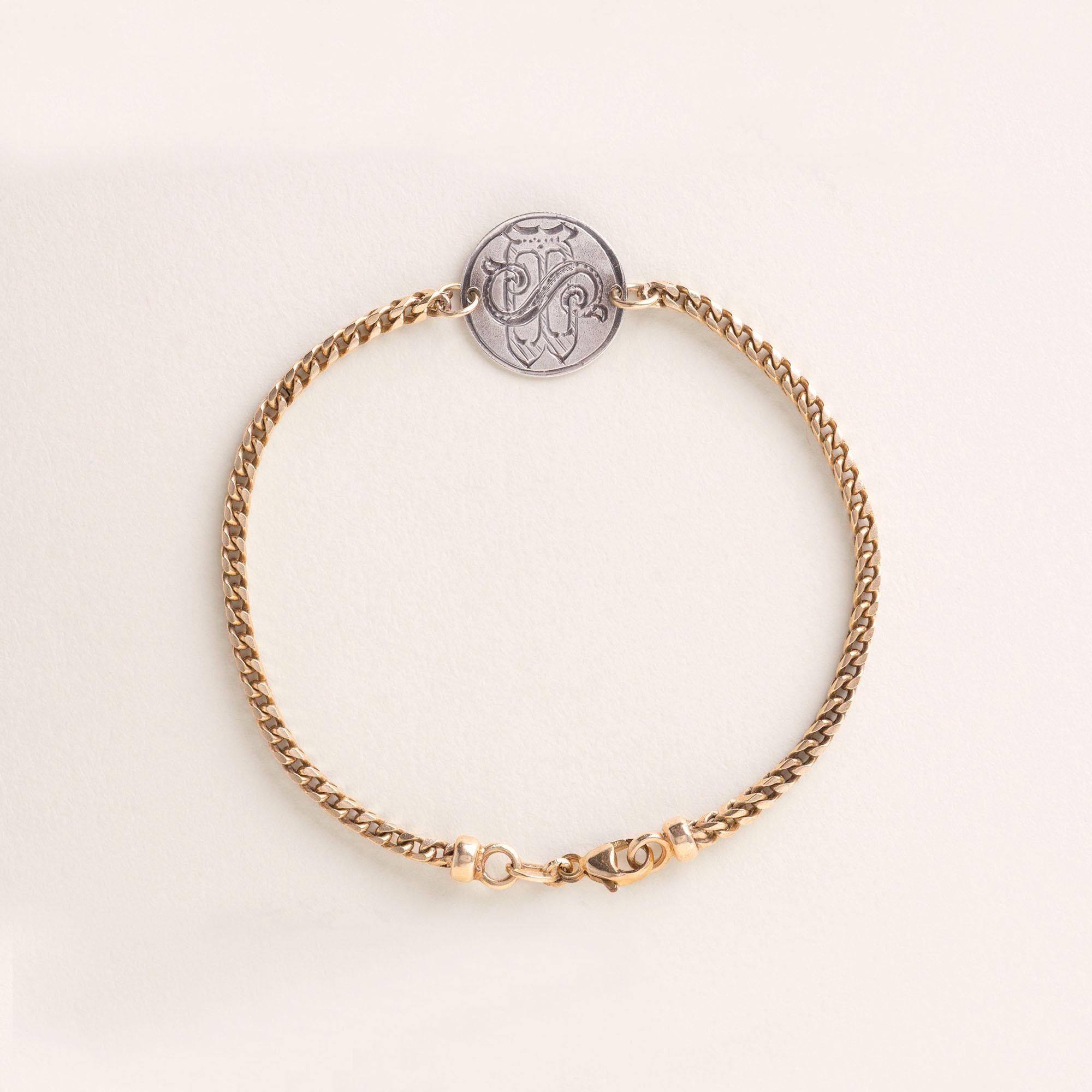 Modern Vintage Victoria the Great Canadian Coin Charm Bracelet 9K Yellow Gold For Sale