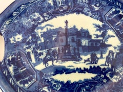 Vintage Victoria Ware Ironstone Flow Blue and White Serving Platter with Handles