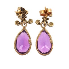 Vintage Victorian 14k Gold & Amethyst Drop Earrings