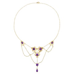 Collana vittoriana d'epoca in oro 14K con perle ametista