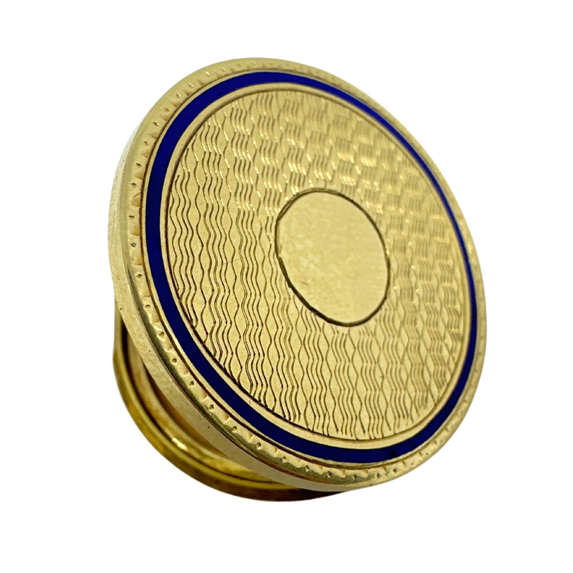 Vintage Victorian 14K Yellow Gold and Blue Enamel Locket Pendant For Sale 2
