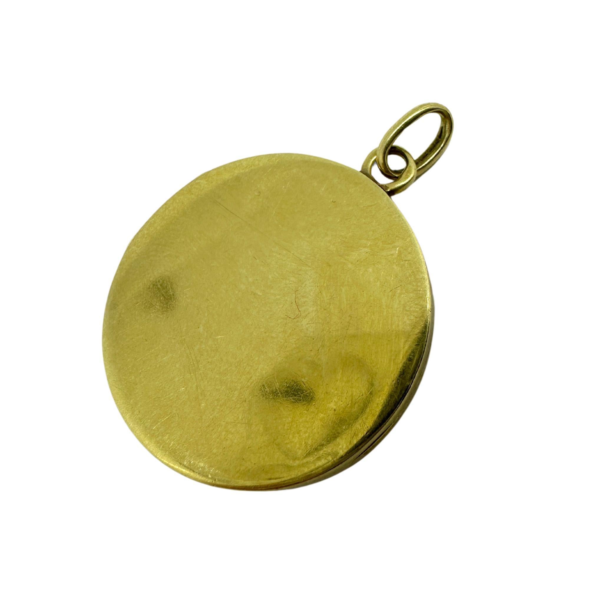Vintage Victorian 14K Yellow Gold and Blue Enamel Locket Pendant For Sale 3